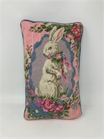 Wool Needlepoint Rabbit Pillow Bunny Throw