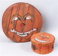 Pair of Hand Painted Jack-O-Lantern Lidded Crates