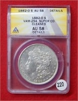 1882 O Morgan Silver Dollar ANACS AU58 Details