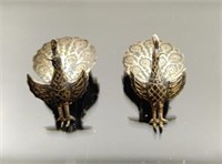 Pair of vintage Peacock sterling silver jewelry