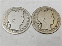 1902 O Silver Barber Half Dollar 2 Coins