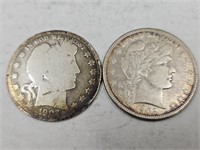 1902 O Barber Silver Half Dollar 2 Coins