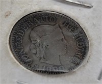 1899 Switzerland 10 Rappens Coin