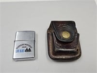 VTG Zippo Blues With Matching Leather Zippo Case