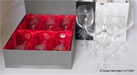 Boxed Vintage Bohemia Crystal Wine Glass Set.