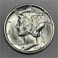 1945 Mercury Silver Dime Brilliant Uncirculated BU