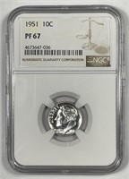 1951 Roosevelt Silver Dime Proof NGC PF67