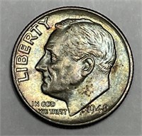 1948 Roosevelt Silver Dime Color Toned BU