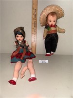 Antique Mexican Boy and Girl Collector Dolls