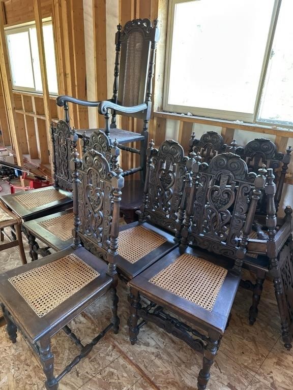 antique dining chairs & end tables