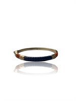 18k Gold John Hardy Blue Leather Bangle Bracelet