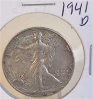 1941 D Walking Liberty Silver Half Dollar