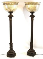 Pair Art Nouveau Cast iron lamps 86" H
