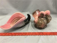 High Glaze Hull Cornucopia and Love Birds Planter