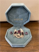 Birks Gemstone Brooch and Earrings Set