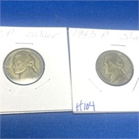 1942 P  1943  Jefferson Nickels
