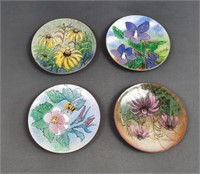 4 Brumm Small Floral Enamel on Copper Decorative