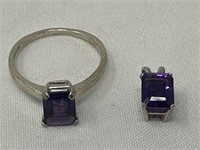 Sterling Silver & amethyst Ring & Pendant 2.61