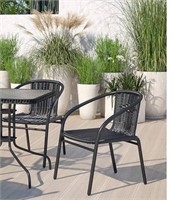 Set of 2 Lila Modern Rattan Stackable Dining