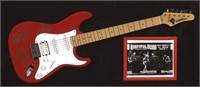 Signed Red Electric Guitar and Photo