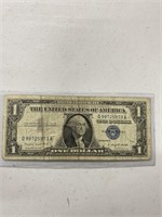 Silver certificate one dollar bill