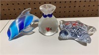 Sea themed glass art 
Glass dolphin, glass gold
