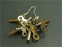 9 Antique Clock Winding Keys - Some are Marked