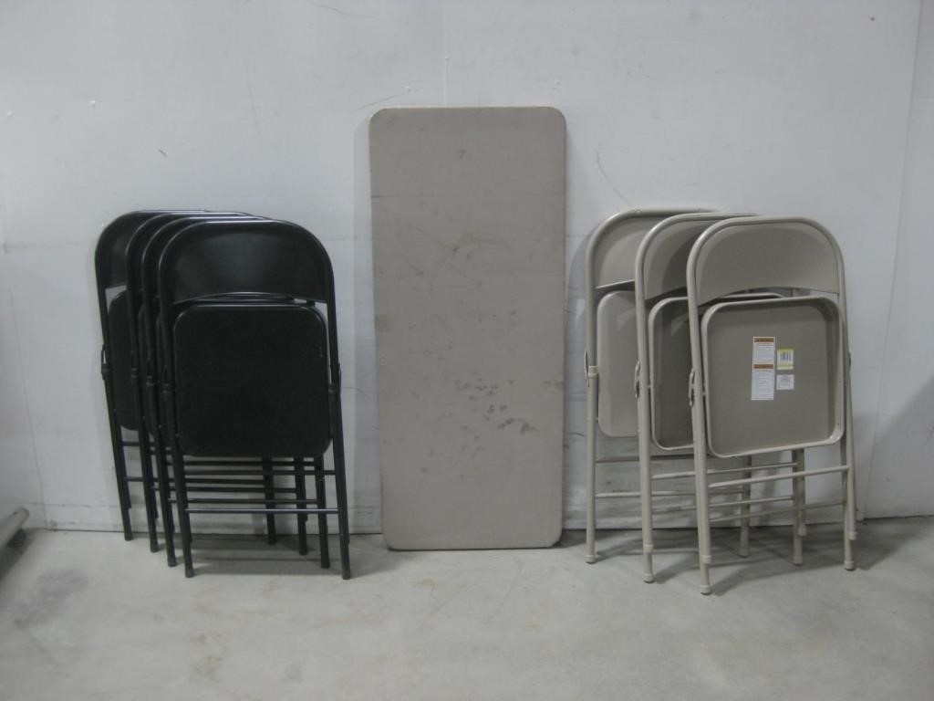 Seven Assorted Metal Chairs W/Table See Info