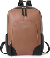 Laptop Backpack 15.6 inch Leather Black Brown