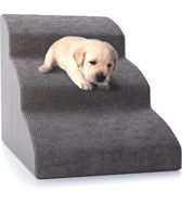 Grey velvet Sturdy Dog Stairs and Ramp for Beds