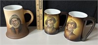 Antique Ioga Warwick Fisherman Mugs (3)