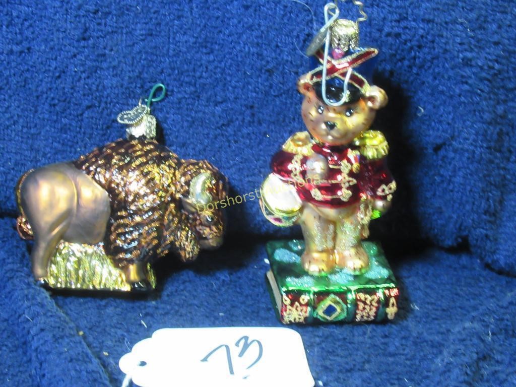 L TO R - OLD WORLD CHRISTMAS + RADKO ORNAMENTS -