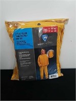 New 2XL 3 piece yellow PVC poly rain suit