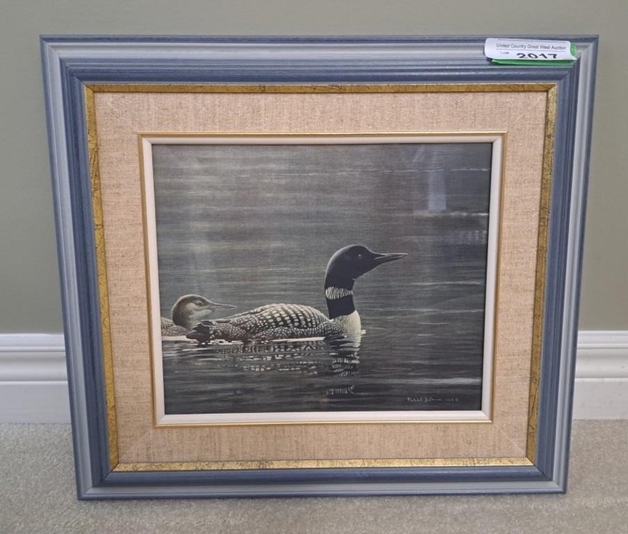 Robert Bateman Swimming Loons print. Framed with