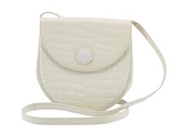 Yves Saint Laurent White Croc Shoulder Bag