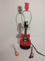 Guitar lamp, key chain and pen. Lamp needs to be