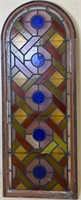 ANTIQUE ARCHED STAINED GLASS WINDOW