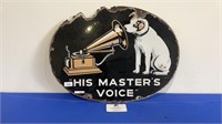 "HIS MASTERS VOICE" OVAL ENAMEL SIGN