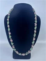 Pink, Green & Black Beaded Necklace