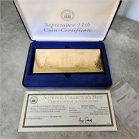 $20 September 11 Gold Leaf Coin Certificate