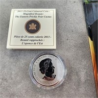 2013 Canadian 25 cent Coloured Coin Pear Cactus