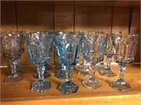 Lot of 14 pieces of blue stemware