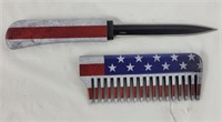 Self-defense comb with hidden knife, American Flag