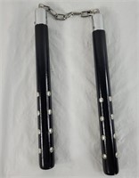 12" Black wood nunchucks w/ chrome studs