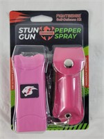 Pink self-defense kit with stun gun and pepper