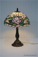 Leaded Stain Glass & Bronze Table Lamp
