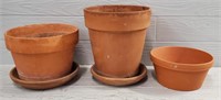 (3) Terracotta Flower Pots