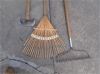 Dbl. Bit Axe, Leaf Rake, Garden Rake