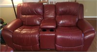 Faux leather reclining love seat