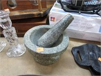 STONE MORTISE AND PESTLE